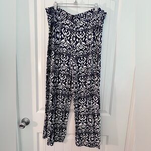 Lauren Ralph Lauren Navy Blue & White Palazzo Pants Size 2X